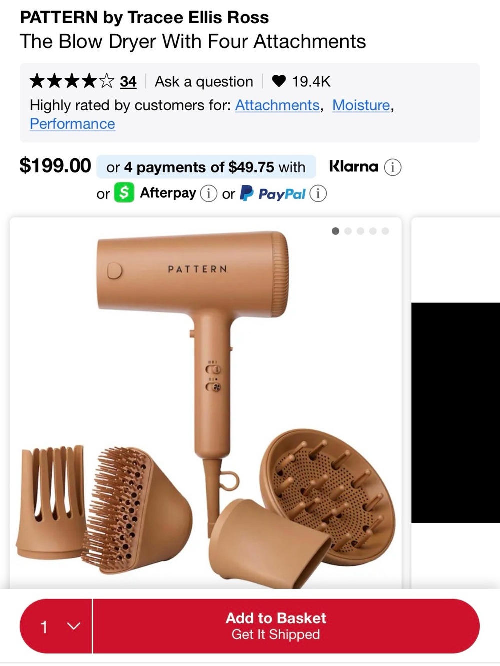 Pattern Compact Hair Dryer with Four Attachments — Tan